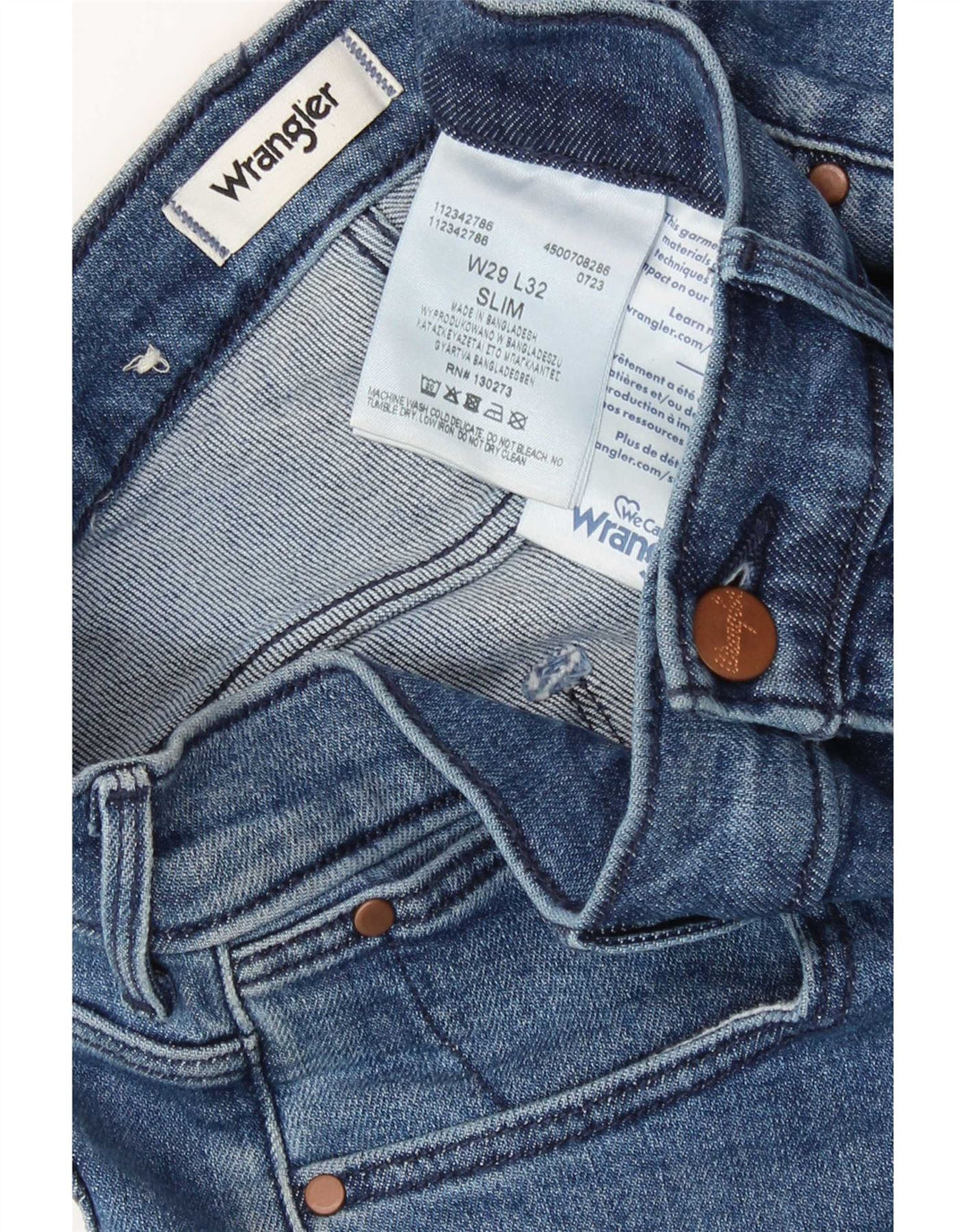 Jeans Wrangler Feminino Slim W29 L32 Azul Algodão