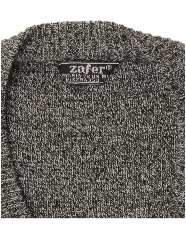 Suéter cardigã masculino vintage grande cinza Fair Isle