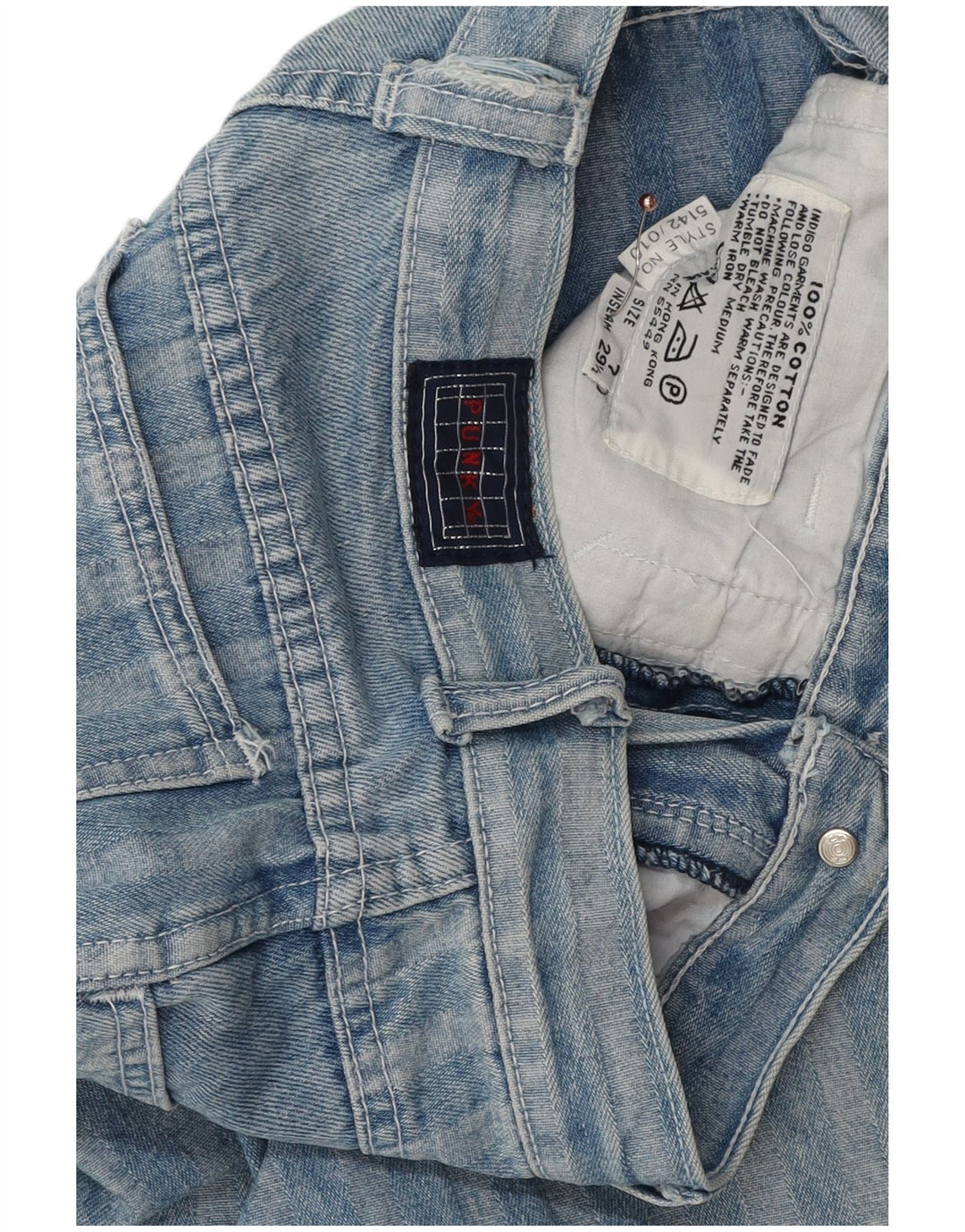 Jeans cônicos femininos vintage W26 L29 algodão listrado azul