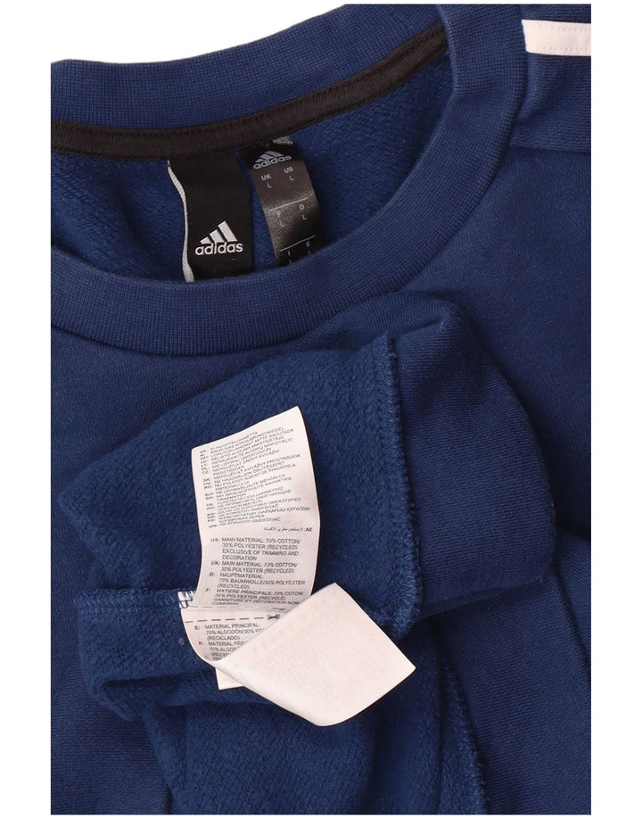 ADIDAS Mens Moletom Jumper Grande Algodão Azul Marinho