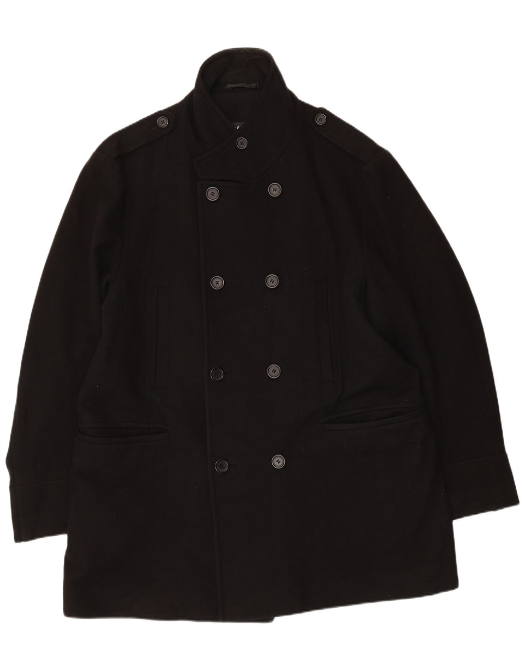 Casaco masculino Marks & Spencer com peito duplo Reino Unido 42 XL lã preta