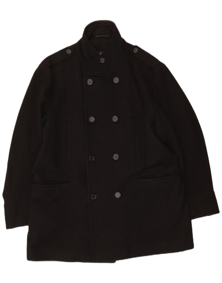 Casaco masculino Marks & Spencer com peito duplo Reino Unido 42 XL lã preta