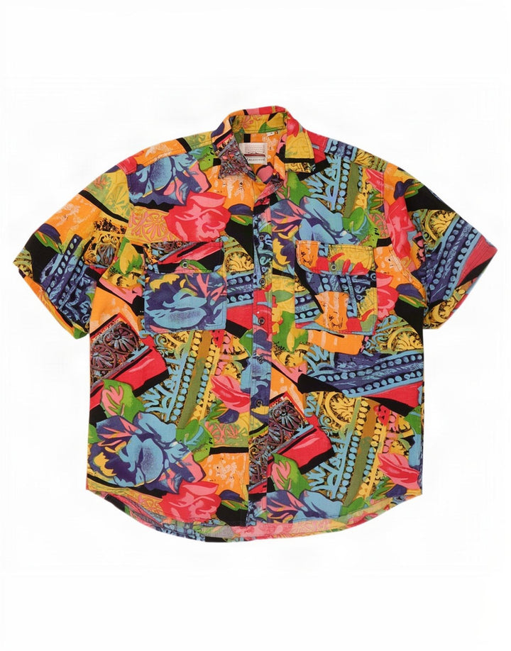 Camisa havaiana masculina de manga curta Central Park, média, multicolorida, floral