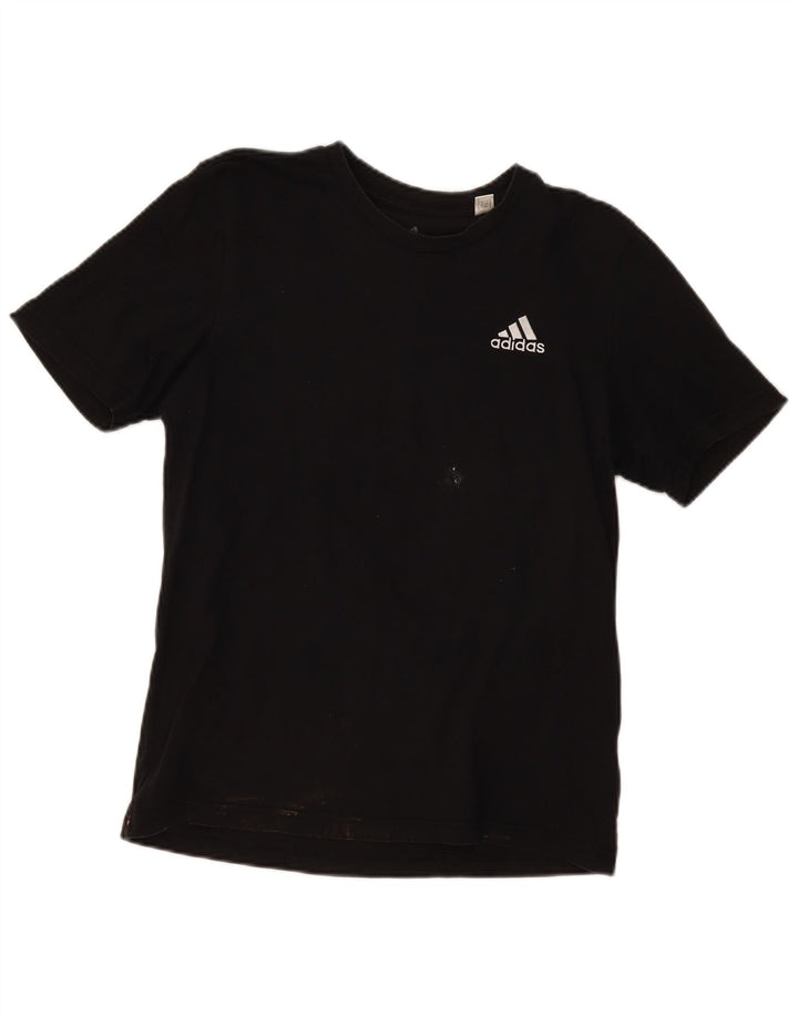 Adidas Mens Camiseta Top Pequeno Algodão Preto