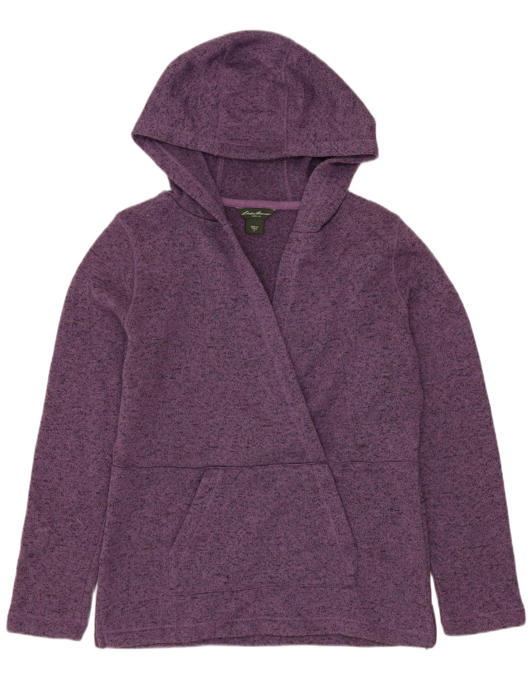 EDDIE BAUER moletom com capuz feminino UK 14 poliéster manchado roxo médio