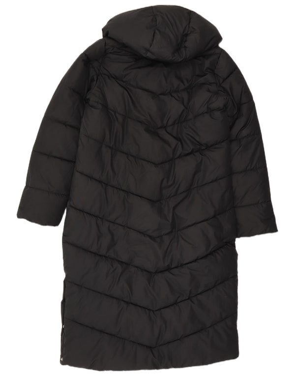 Casaco acolchoado com capuz feminino Hollister Reino Unido 14 bloco colorido preto médio