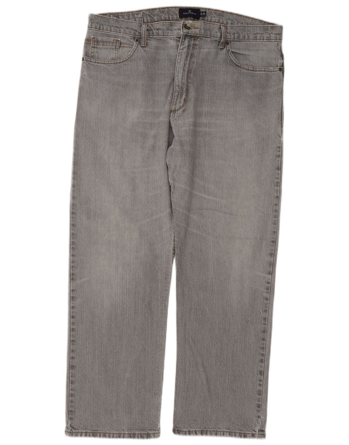 Calça jeans reta masculina Marks & Spencer Blue Harbor W38 L29 algodão cinza