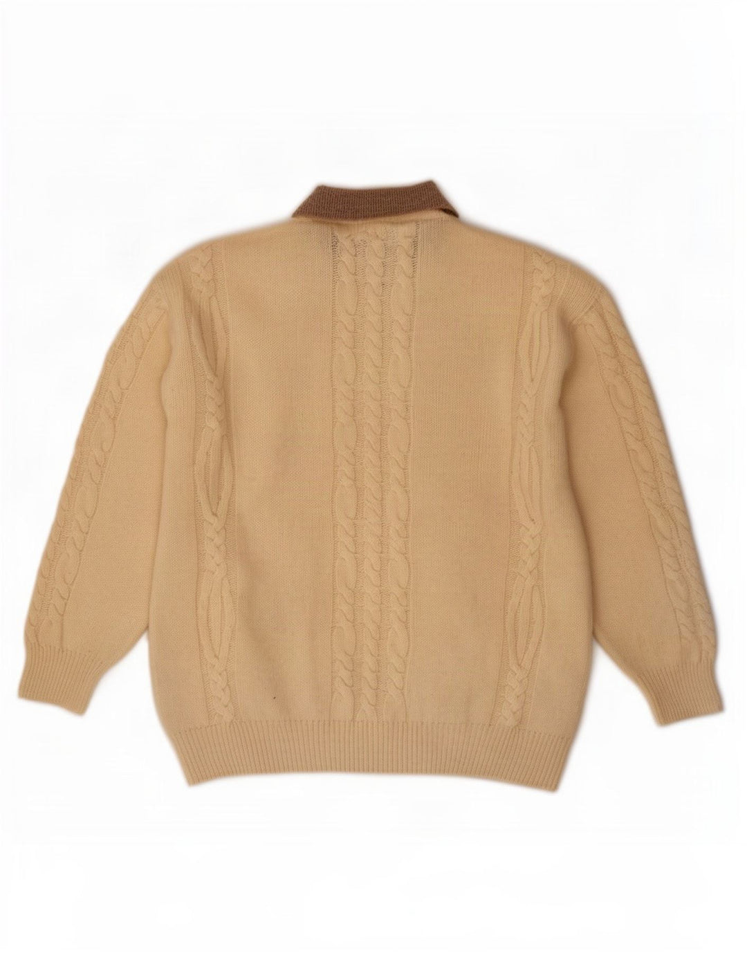 Suéter masculino Cacharel com gola polo IT 52 grande lã bege