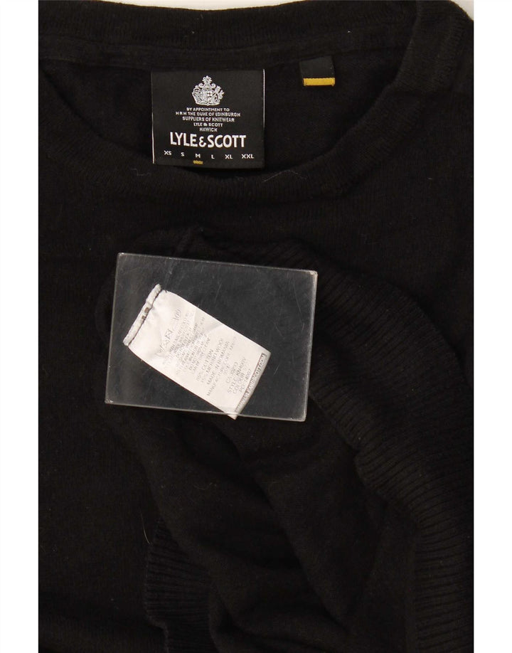 Suéter masculino Lyle & Scott com gola redonda, algodão preto médio