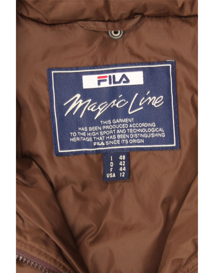 Sobretudo acolchoado com capuz feminino Fila IT 48 XL marrom poliamida