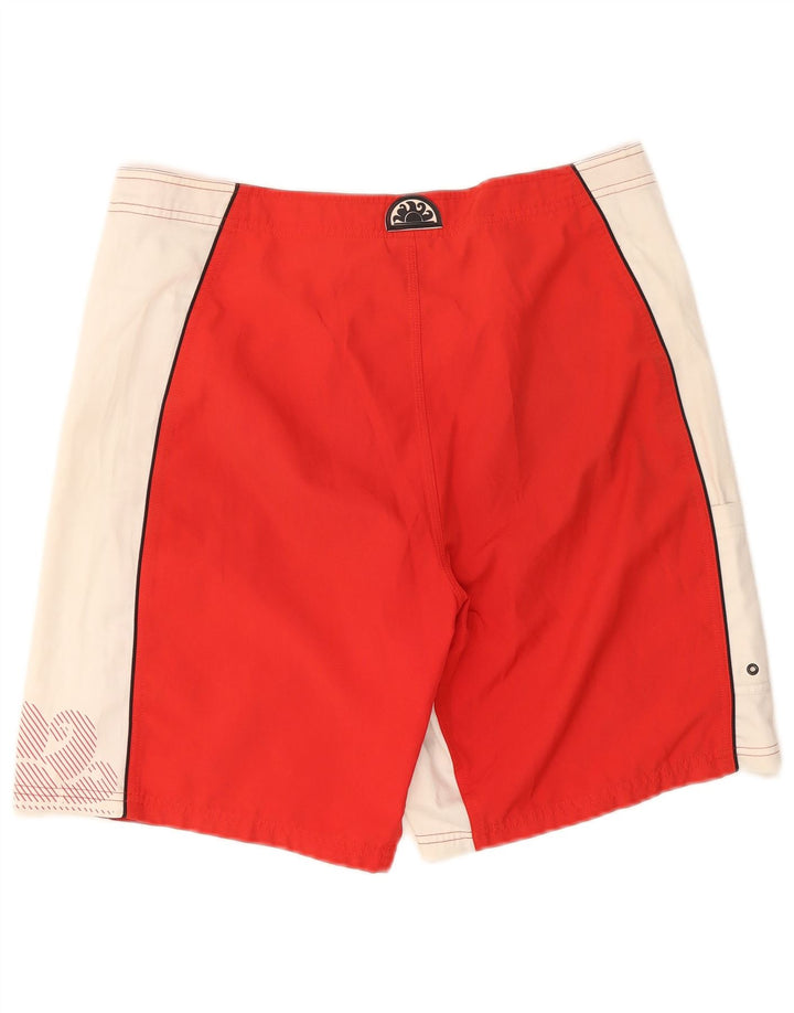 Sundek Mens Graphic Natação Shorts Médio Poliéster Colorblock Vermelho