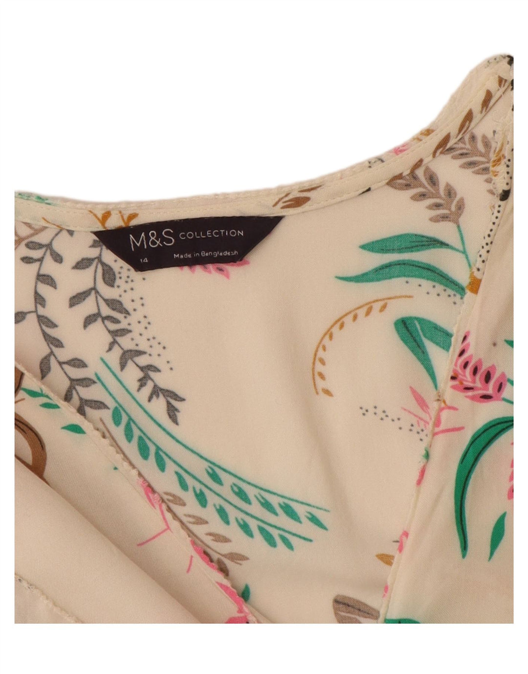 Blusa feminina Marks & Spencer UK 14 grande off white floral