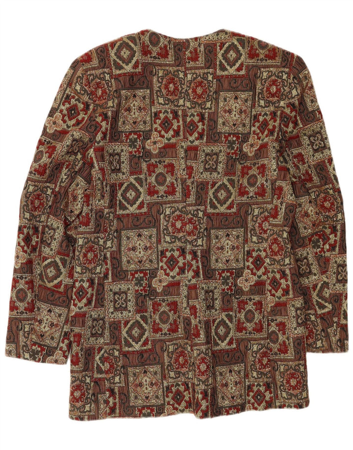 Jaqueta Blazer Feminina Vintage com 3 Botões IT 46 Grande Acetato Marrom Patchwork