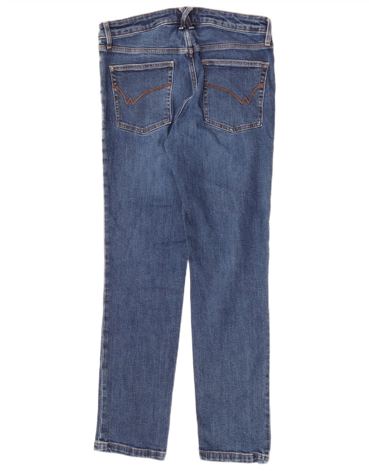 Jeans retos femininos White Stuff UK 12 médio W30 L30 algodão azul