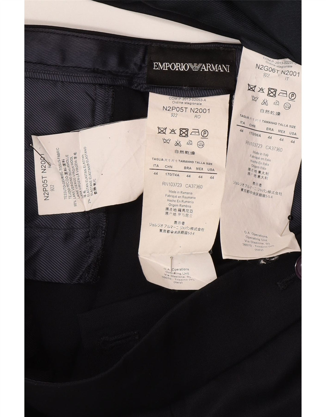 Emporio Armani feminino 2 botões terno de 2 peças IT 44 médio W30 L30 azul marinho