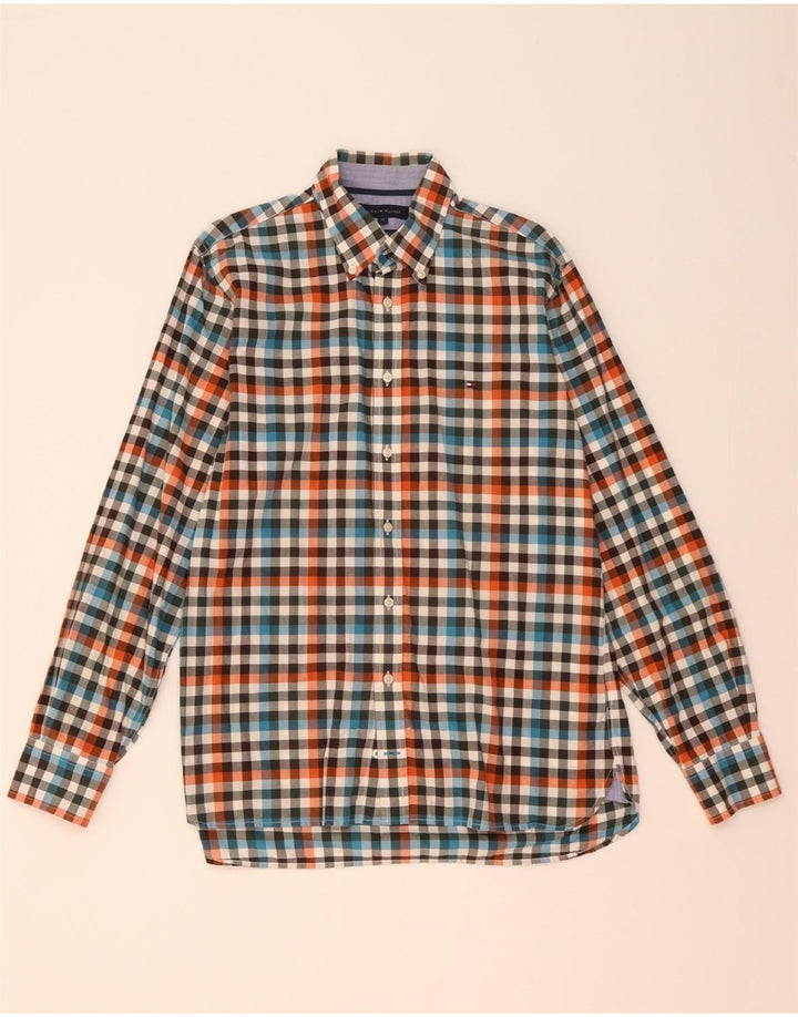 Camisa masculina TOMMY HILFIGER Custom Fit média de algodão xadrez multicolorido