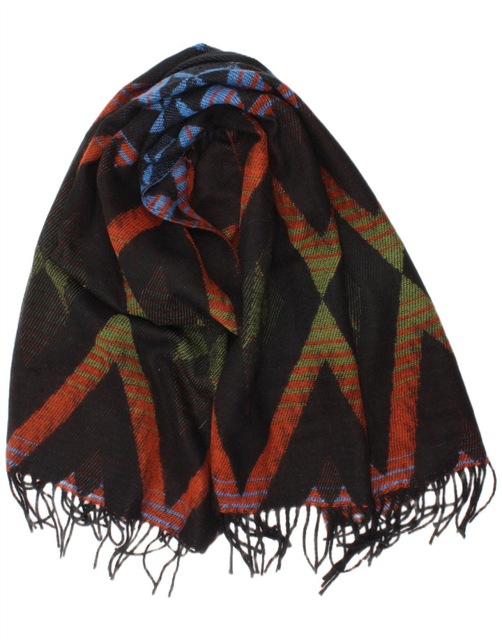 Lenço retangular feminino vintage com padrão abstrato tamanho único preto geométrico