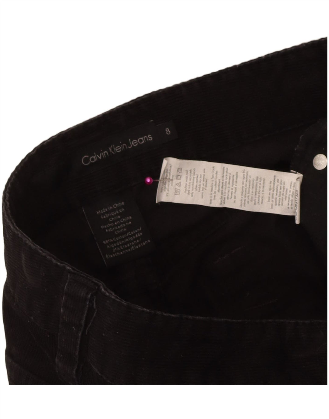 Calça feminina Calvin Klein Bootcut veludo cotelê US 8 médio W32 L31 preta