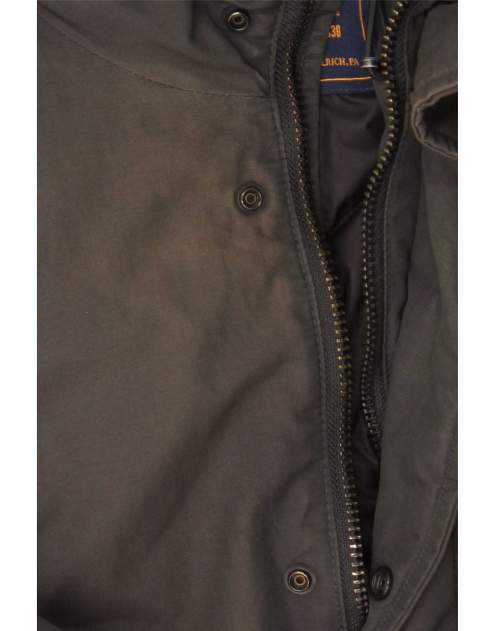 Casaco acolchoado com capuz masculino Woolrich Reino Unido 36 algodão cinza pequeno