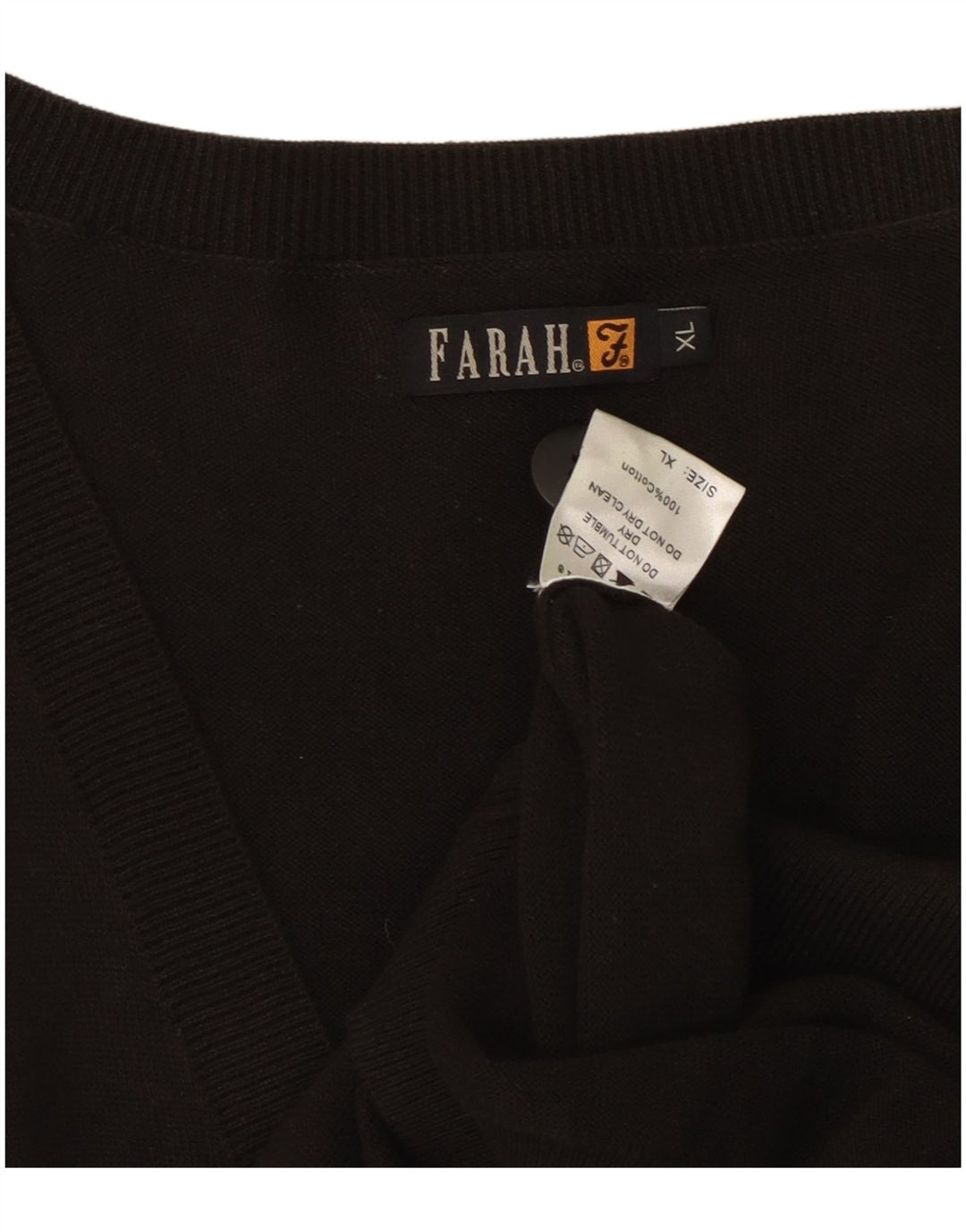 Suéter cardigã masculino Farah XL algodão preto