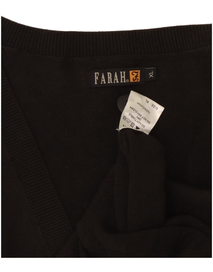 Suéter cardigã masculino Farah XL algodão preto