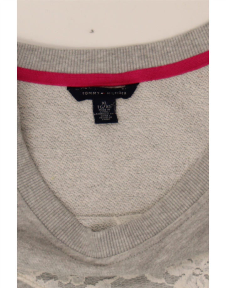 TOMMY HILFIGER Womens Sweatshirt Jumper UK 18 XL Grey Cotton Vintage Tommy Hilfiger and Second-Hand Tommy Hilfiger from Messina Hembry 