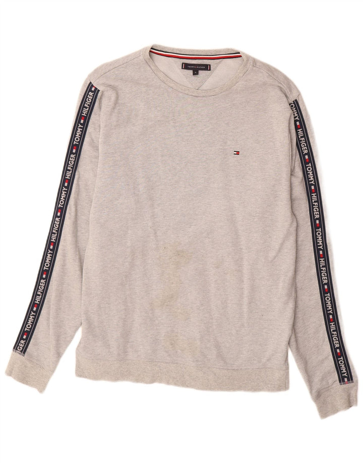 Tommy Hilfiger moletom gráfico masculino jumper XL cinza colorblock algodão