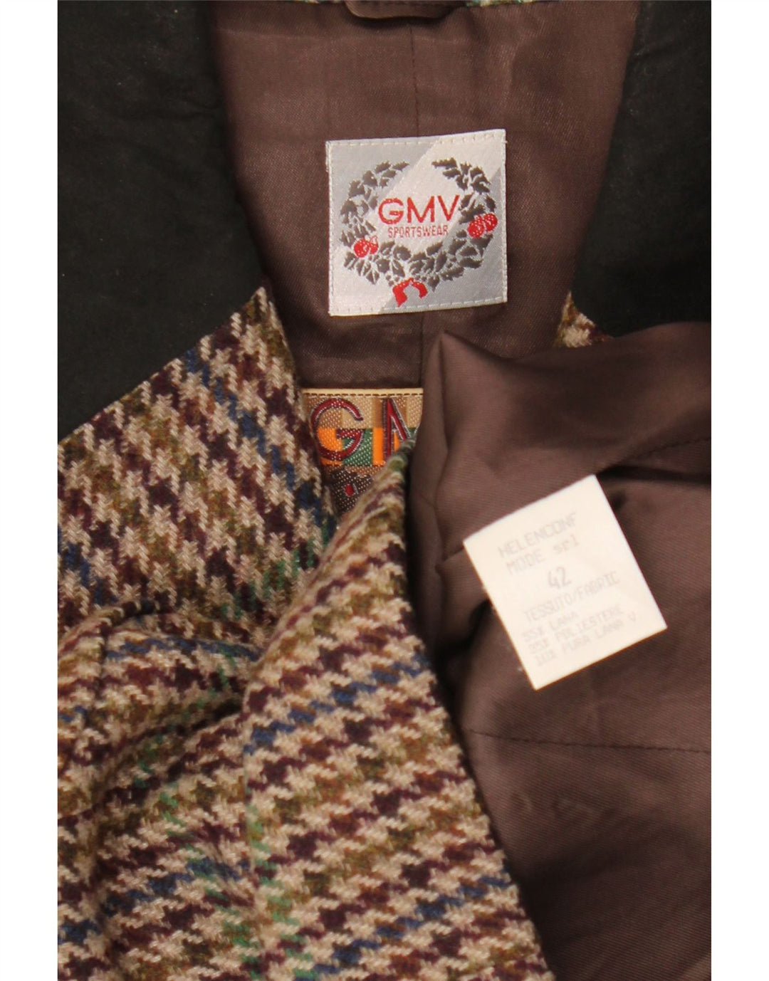 Jaqueta blazer vintage feminina IT 42 Houndstooth médio multicolorido