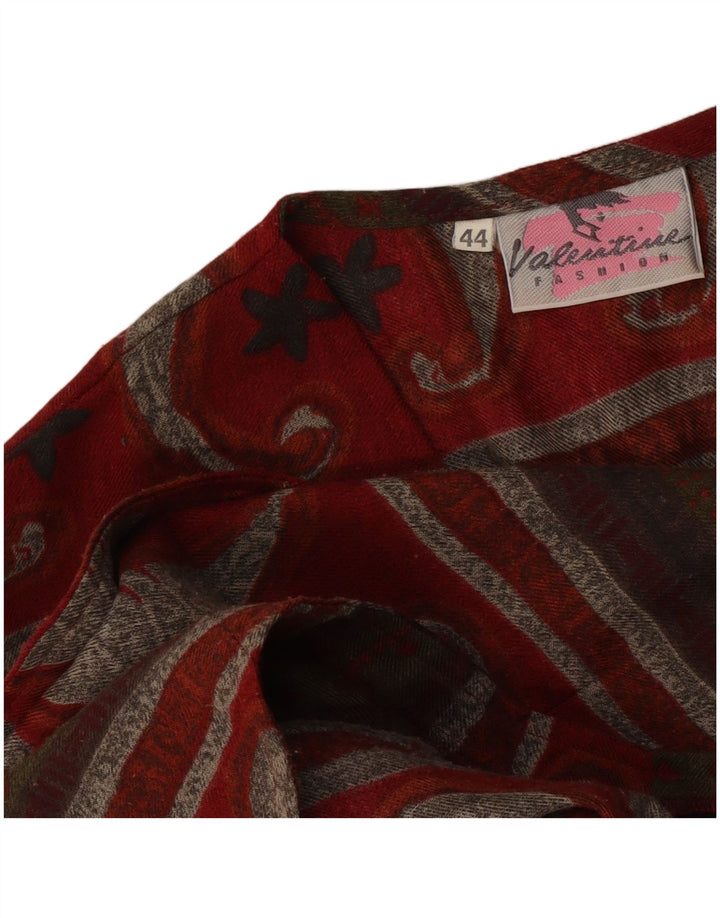Colete feminino vintage IT 44 médio Borgonha Paisley poliéster