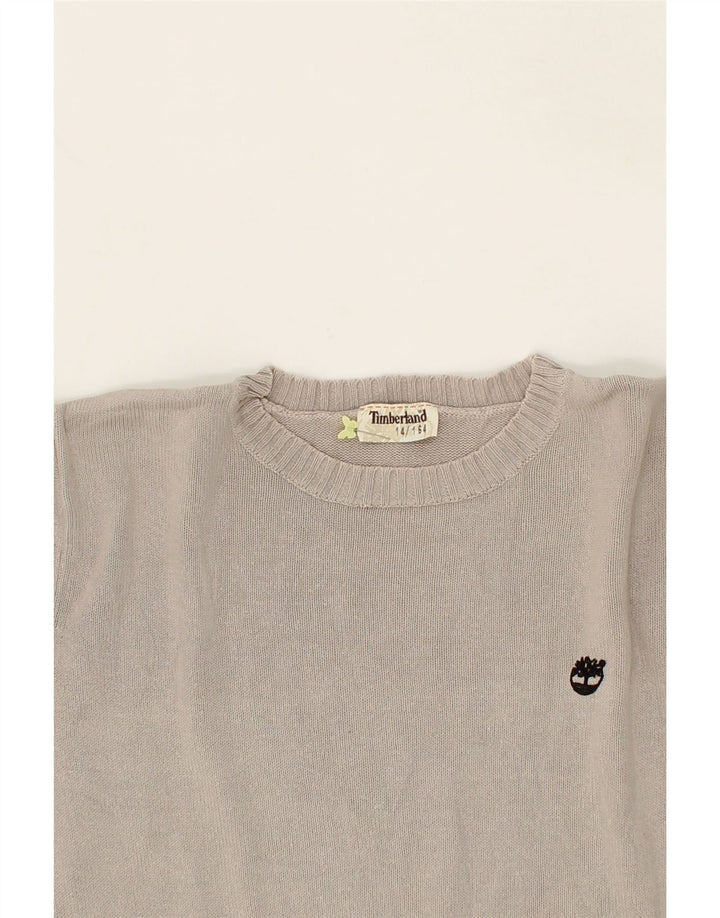TIMBERLAND Girls Boat Neck Jumper Sweater 13-14 Years Grey Cotton Vintage Timberland and Second-Hand Timberland from Messina Hembry 