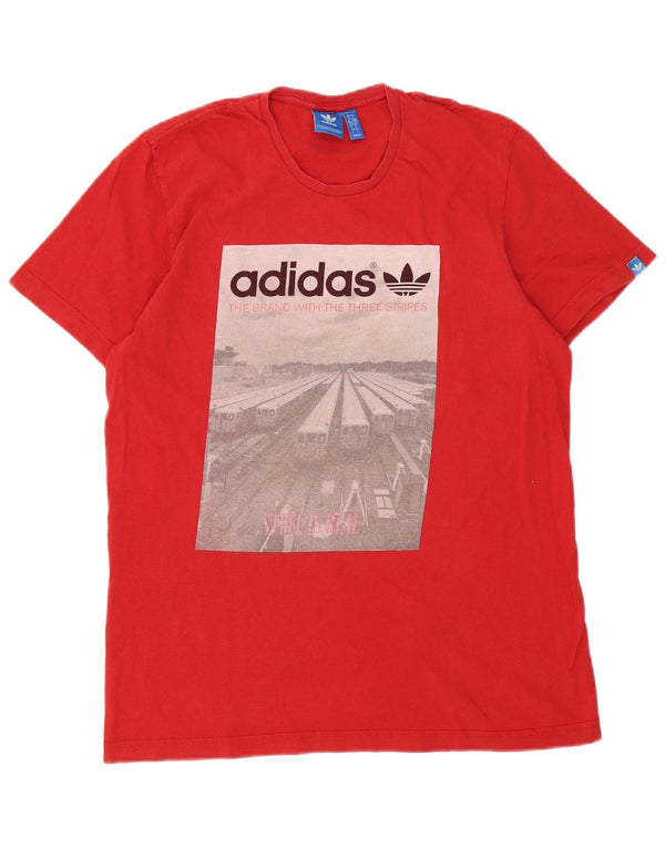 Adidas Mens Graphic T-Shirt Top Grande Algodão Vermelho