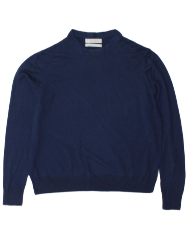 Suéter feminino Marks & Spencer com gola redonda, Reino Unido 16, grande, azul marinho, lã
