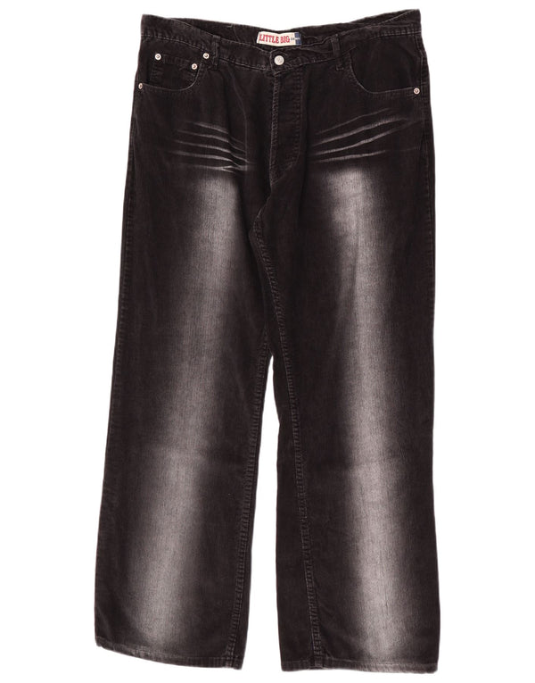 Calças masculinas vintage de veludo cotelê W38 L32 algodão preto