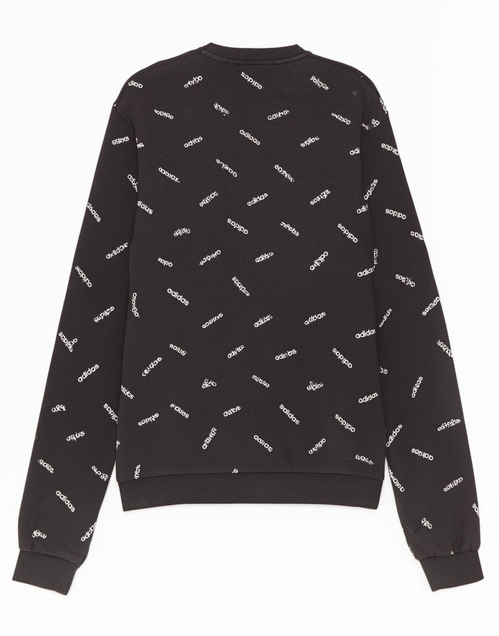 Adidas Mens Graphic Moletom Jumper Médio Algodão Preto