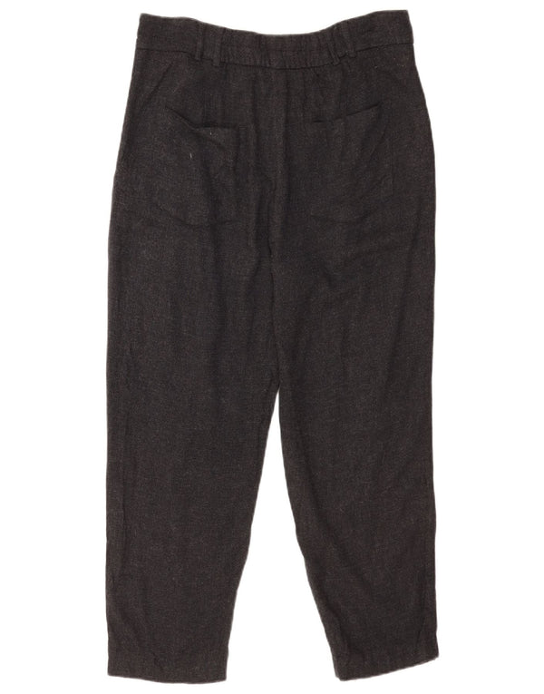 Zara Calça masculina cortada com cintura alta e cintura alta grande W30 L24 cinza viscose