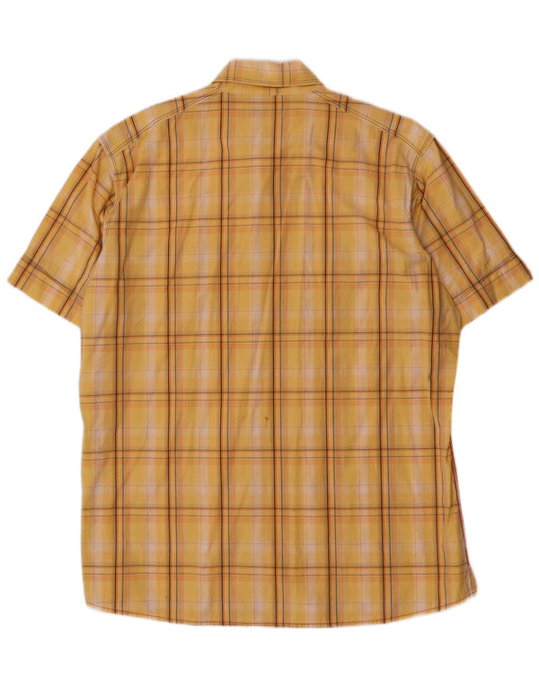 Angelo Litrico Camisa masculina de manga curta tamanho 43/44 XL algodão xadrez amarelo