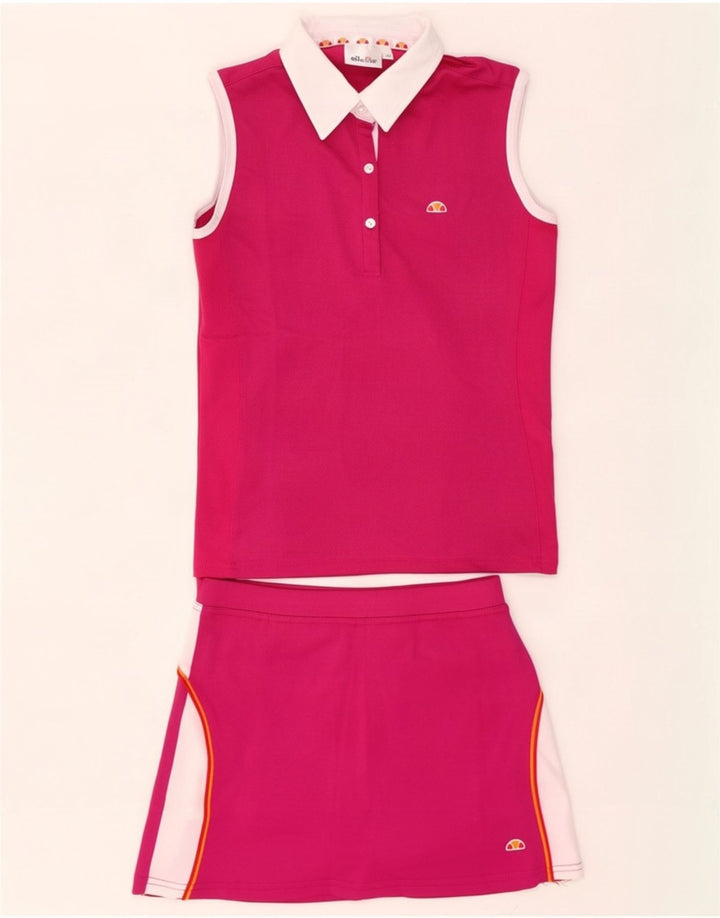 Ellesse Conjunto feminino sem mangas de 2 peças 12-13 anos rosa colorblock poliéster