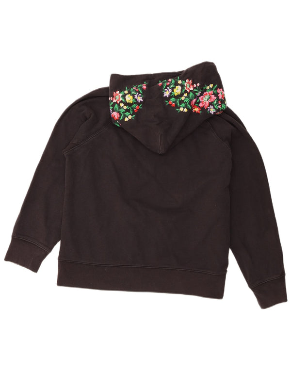 Moletom com capuz feminino Levi's UK 14 algodão floral preto médio