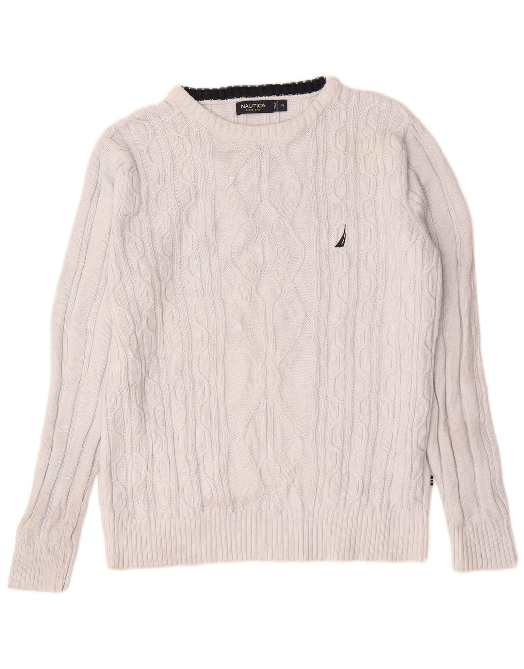 Suéter masculino Nautica com gola canoa, algodão branco médio