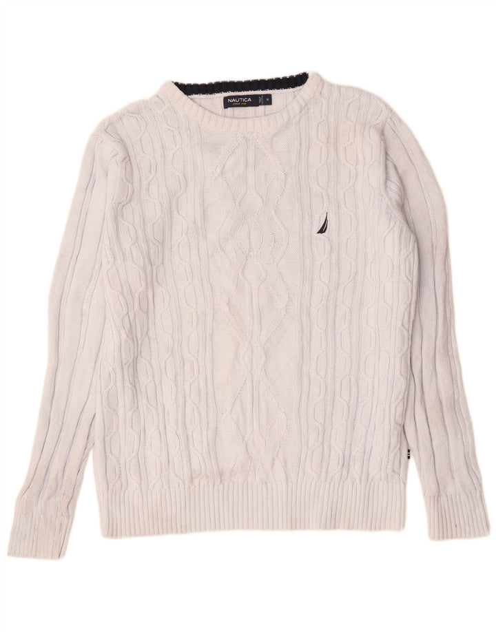 Suéter masculino Nautica com gola canoa, algodão branco médio