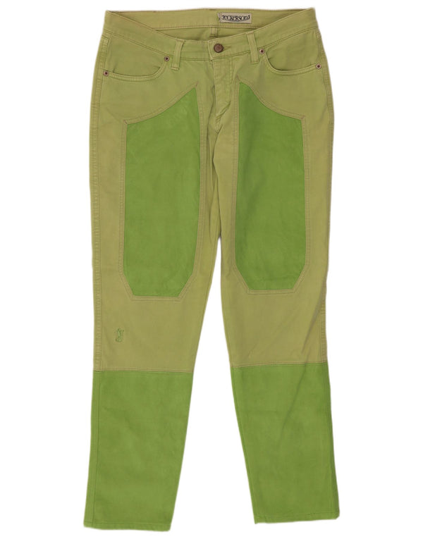 Jeckerson Womens Crop Slim Jeans W31 L27 Green Colourblock