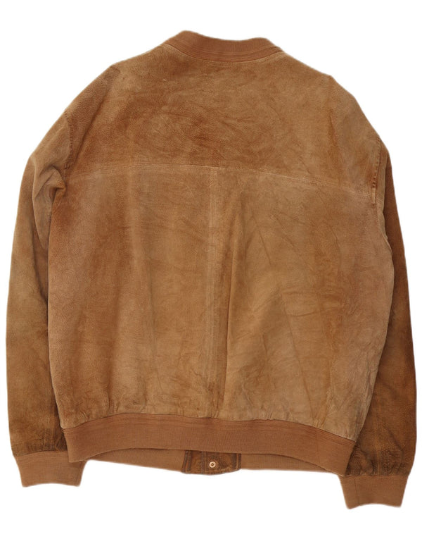 Jaqueta bomber masculina de camurça Essebi IT 54 2XL couro marrom