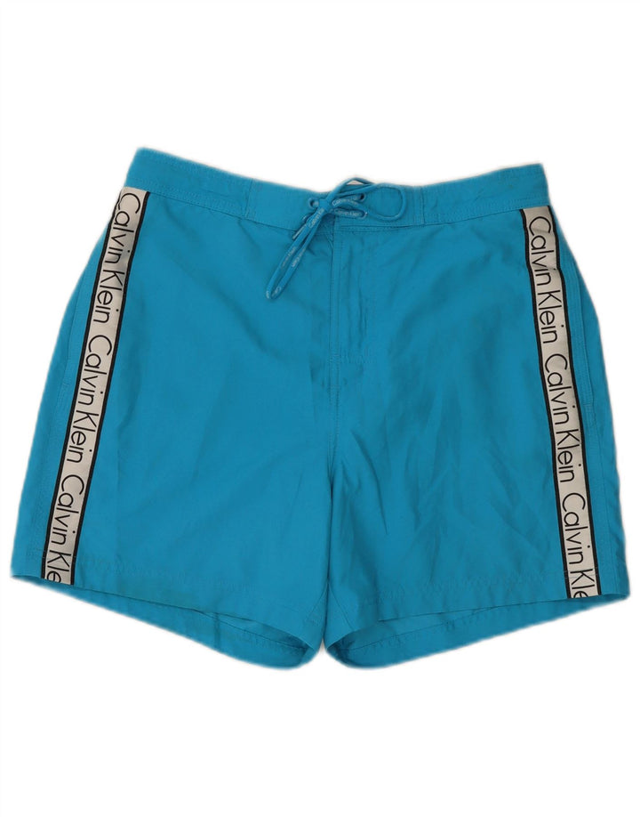 Calções de banho masculinos Calvin Klein Graphic azul médio colorblock