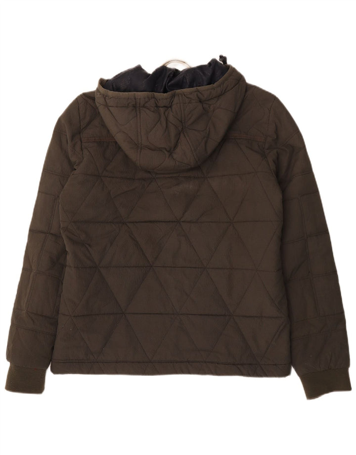 Jaqueta masculina acolchoada com capuz G-Star UK 38 poliéster cáqui médio