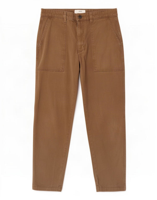 Calça Chino Cônica Masculina Marks & Spencer W32 L26 Algodão Bege