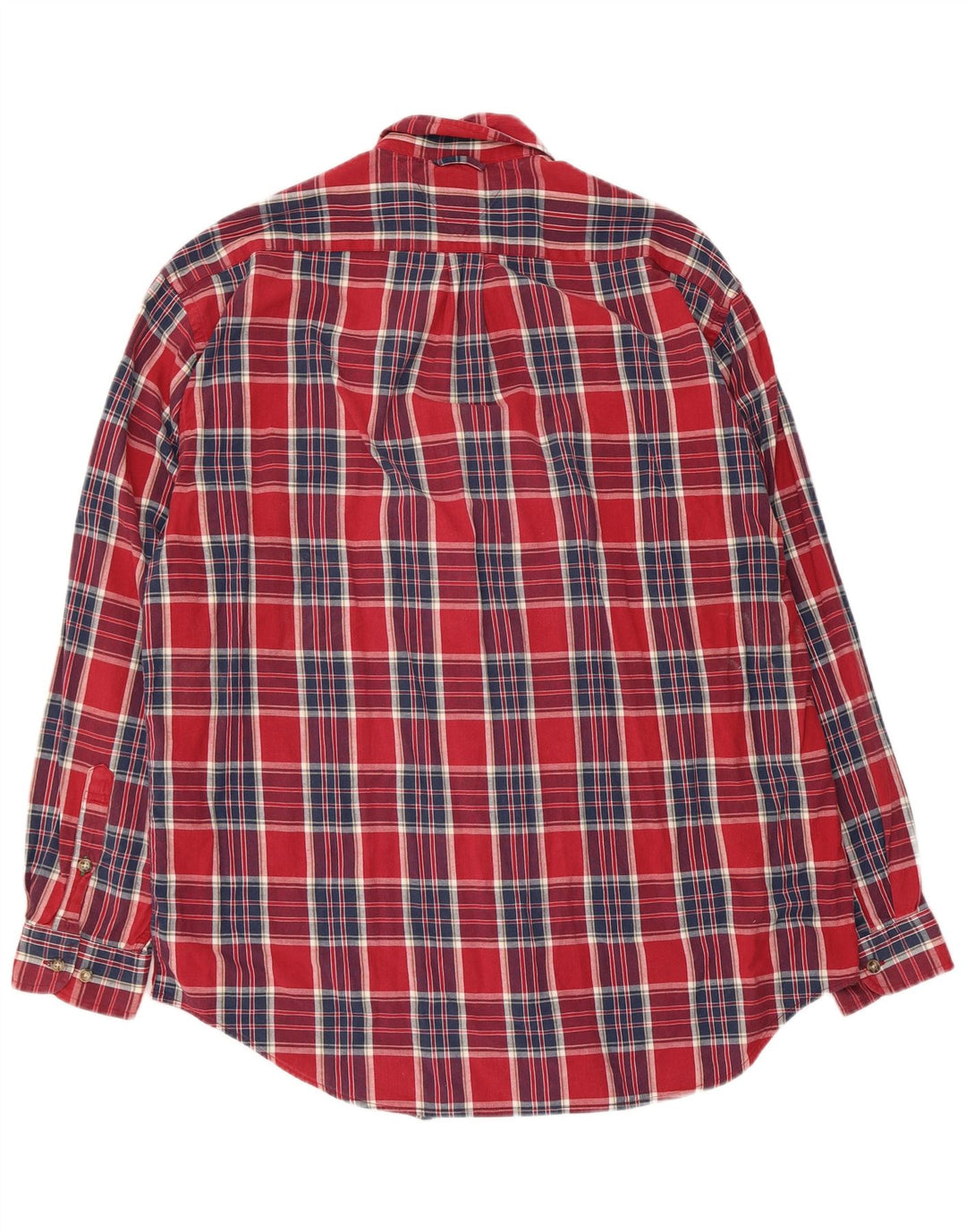 Camisa masculina Tommy Hilfiger grande xadrez vermelho algodão