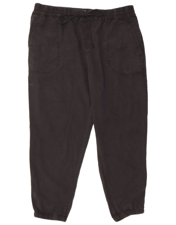 Calça feminina Fat Face Joggers cortada UK 18 XL W38 L27 preta Tencel