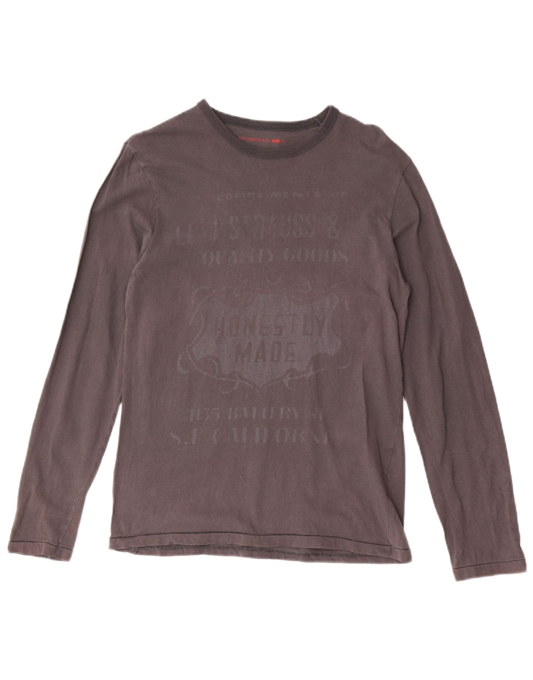 Top gráfico masculino Levi's manga comprida pequeno algodão cinza