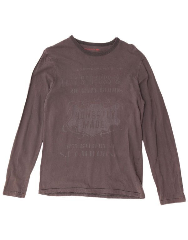 Top gráfico masculino Levi's manga comprida pequeno algodão cinza