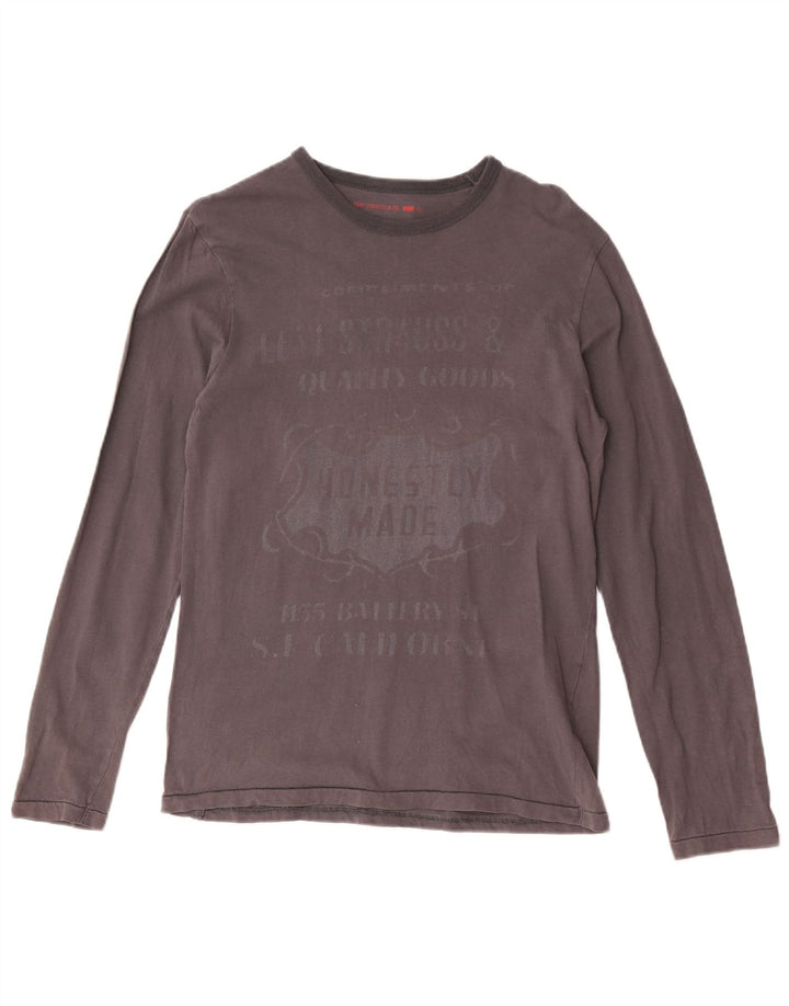 Top gráfico masculino Levi's manga comprida pequeno algodão cinza